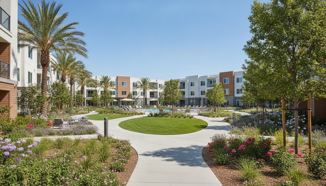 Modern garden style apartment community